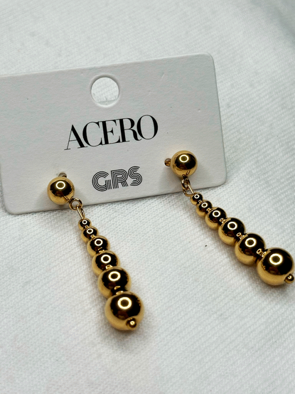 Pendientes Colgantes de Acero Dorado con Esferas Degradé