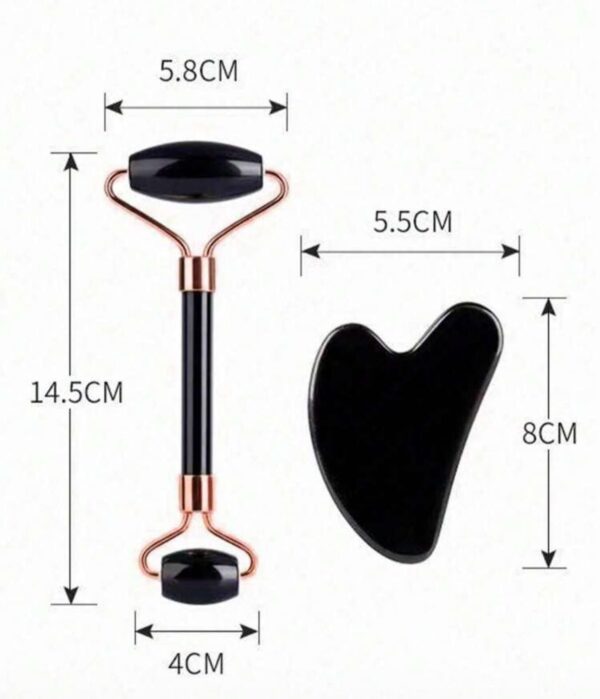 ✨ Set Facial de Masaje – RODILLO & GUA SHA de Piedra Negra o Blanca