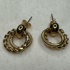 ✨ Pendientes de Acero Dorado – Diseño Doble Aro Texturizado