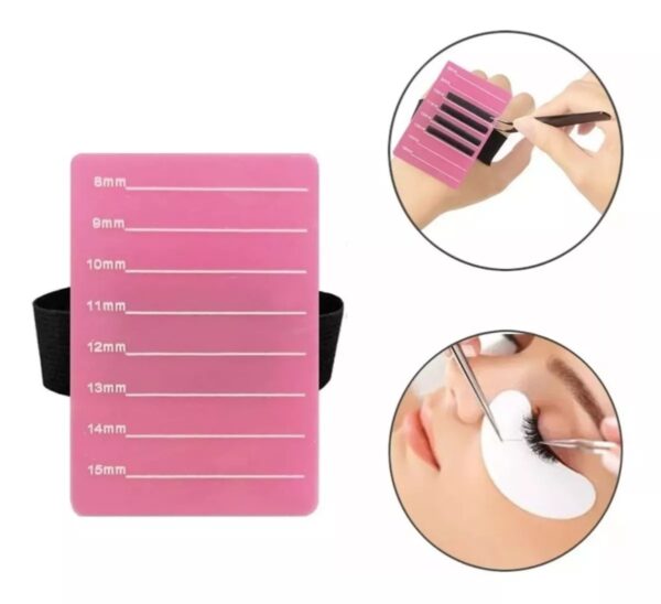 📏 Paleta Rosada para Extensiones de Pestañas – Con Banda Elástica